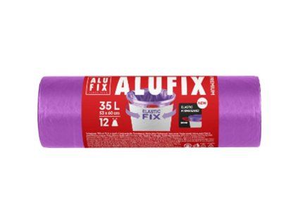 Vrecia na odpadky zaťahovacie Alufix Elastic FIX LDPE 53x60cm 35 ℓ/12ks 22mic fialové