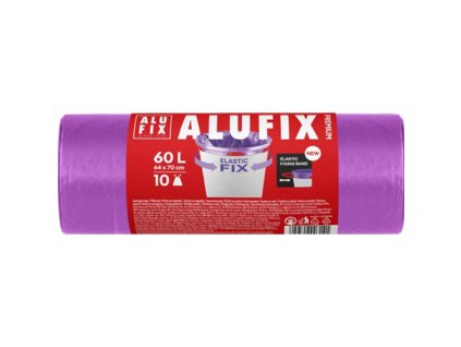 Vrecia na odpadky zaťahovacie Alufix Elastic FIX LDPE 64x70cm 60 ℓ/10ks 21mic fialové