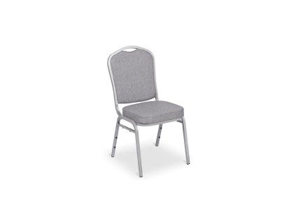 Banketová stolička Silver Smooth, strieborný rám, látka sivá