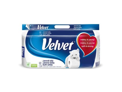 Toaletný papier 3-vrstvový Velvet jemne biely 8ks, 18,3m