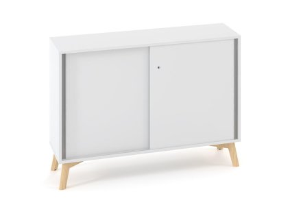 Policová skriňa ALFA ROOT s del.priečkou, posuvné dvere, 1 polica, 120x45x88,7cm, biela