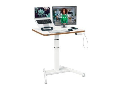 Stôl na sedenie/státie elektrický s kompaktnou doskou, biely