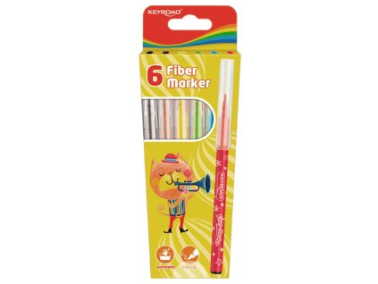 Školské fixky KEYROAD Fiber Marker, 6 ks, mix farieb