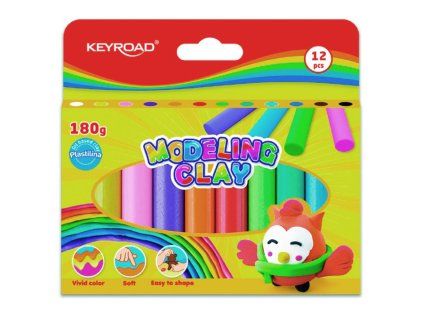 Plastelína KEYROAD neónová, blister 12 ks, mix farieb