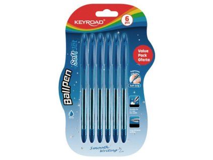 Guľôčkové pero KEYROAD Soft Jet 0,7 mm, blister 6 ks, modré