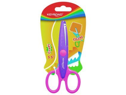 Detské nožnice KEYROAD cik-cak, 13 cm, blister, mix farieb