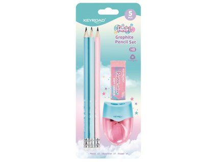 Súprava školských pomôcok KEYROAD Pastel, blister 5 ks, mix farieb
