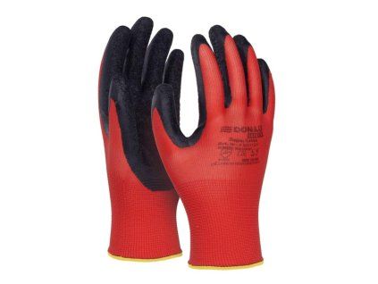Rukavice pletené, polomáčané DONAU SAFETY Super Latex kat. II červené veľ. 8