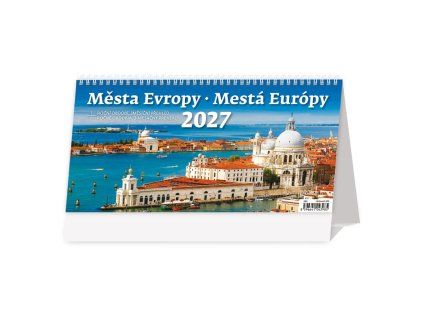 Stolový kalendár stĺpcový 30,1x15 cm- Mestá Európy 2027