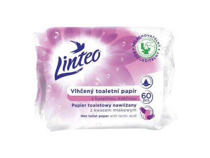 Vlhčený toaletný papier LINTEO s kyselinou mliečnou, 60 ks