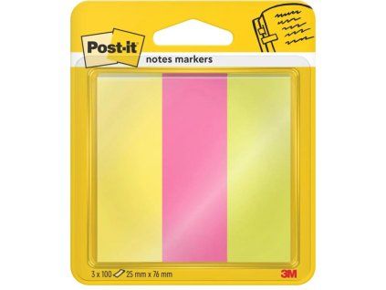 Záložky Post-it papierové, 25x76 mm, 100 lístkov, 3 bločky/balenie