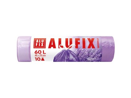 Vrecia na odpad zaťahovacie s vôňou levandule 60 ℓ 10ks, 60 x 70cm, fialové, HDPE