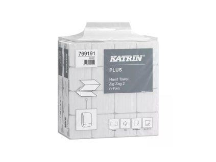 Papierové utierky skladané ZZ 2-vrstvove KATRIN Plus super biele Handy pack (16bal. x 190 útrž.)