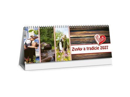 Stolový kalendár riadkový 30 x 12 cm - Zvyky a tradície 2027