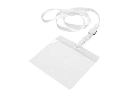 Šnúrka na krk 970 mm s PVC držiakom 92x104 mm biela