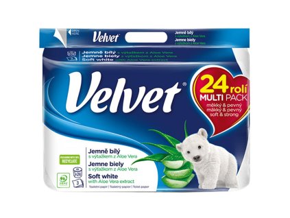 Toaletný papier 3-vrstvový VELVET Aloe Vera 100% celulóza 17m (24ks)