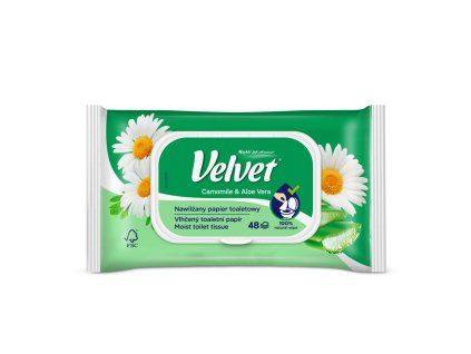 Vlhčený toaletný papier VELVET Camomile a Aloe vera 48 ks