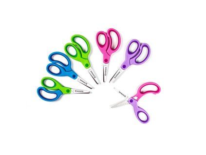 Detské nožnice DONAU Soft Grip okrúhlá čepeľ, 13 cm, mix farieb, displej 30 ks