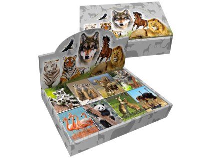 Miniblok DONAU Divé zvieratá, 3D, 40 listov, 6,4x8,25cm, mix motívov, display 80 ks