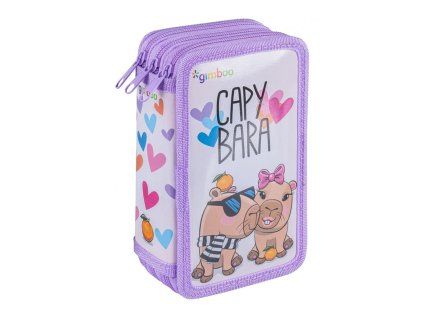 Peračník GIMBOO 3-zipsový plný, Capybara, fialový