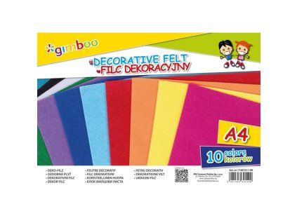 Dekoračná plsť GIMBOO, A4, vo fólii, 160 GSM, mix farieb
