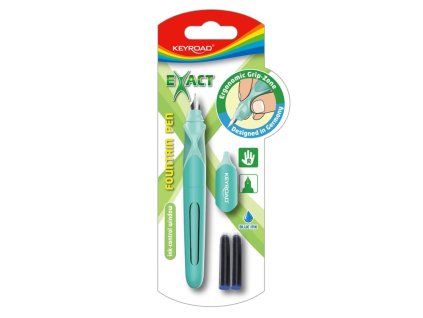 Plniace pero KEYROAD, ergonomické, 2 náplne zdarma, blister, mix farieb
