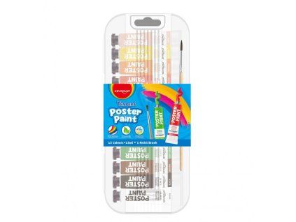 Temperové farby KEYROAD, 12x12ml, v balení so štetcom, mix farieb