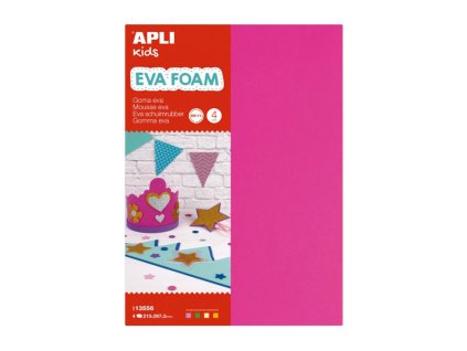 Pena EVA fluorescenčná fuchsiová, zelená, žltá a oranžová A4, 4 listy
