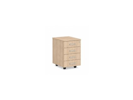 Mobilný kontajner BASIC, 4-zásuvkový so zámkom, 41x67x50cm,agát svetlý