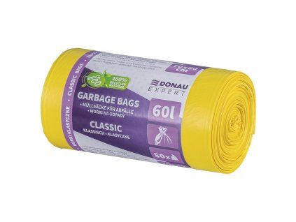 Vrecia DONAU EXPERT, CLASSIC LDPE, 60 ℓ, 20 mic, 50 ks, žlté