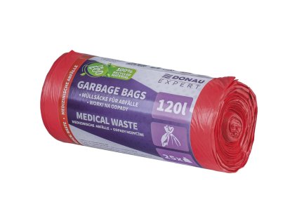 Vrecia na medicínsky odpad, DONAU EXPERT, LDPE, 120 ℓ, 25 ks, červené