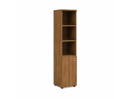 Policová skriňa BASIC, kombinovaná, ľavé dvere so zámkom, 40x40x182,1cm, orech Dijon