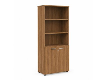 Policová skriňa BASIC, kombinovaná, so zámkom, 80x40x182,1cm, orech Dijon
