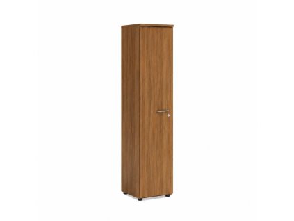 Policová skriňa BASIC, ľavé dvere so zámkom, 40x40x182,1cm, orech Dijon
