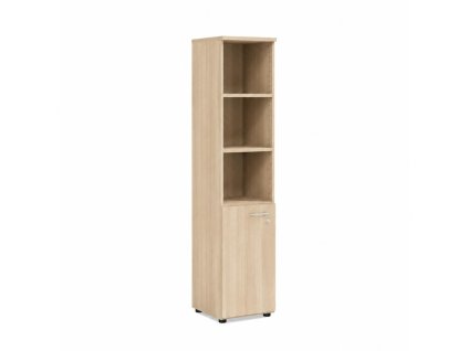 Policová skriňa BASIC, kombinovaná, ľavé dvere so zámkom, 40x40x182,1cm, agát svetlý