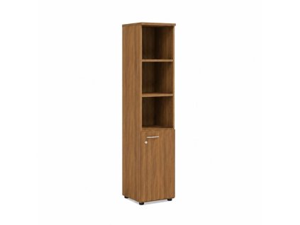 Policová skriňa BASIC, kombinovaná, pravé dvere so zámkom, 40x40x182,1cm, orech Dijon