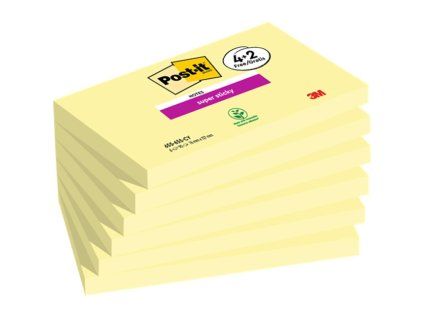 Silný samolepiaci bloček Post-it,76mm x 127mm, 90 lístkov v bločku, 6 bločkov v balení