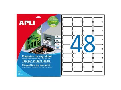 Etikety bezpečnostné APLI ’šachovnicový vzor’ 45,7 x 21,2 mm A4 strieborné 10 hárkov