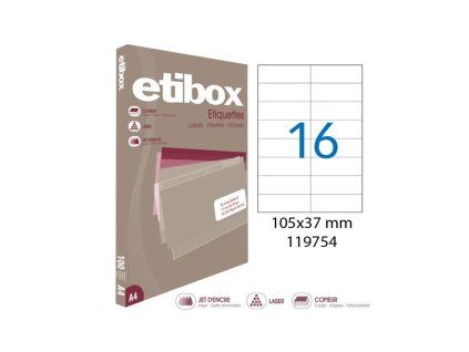 Etikety univerzálne 105x37mm Etibox A4 100 hárkov