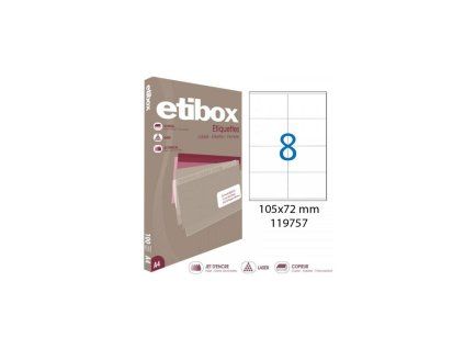 Etikety univerzálne 105x72mm Etibox A4 100 hárkov