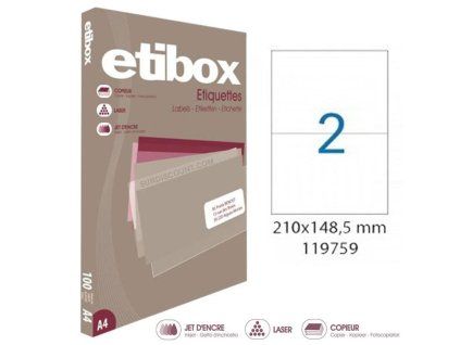 Etikety univerzálne 210x148,5mm Etibox A4 100 hárkov