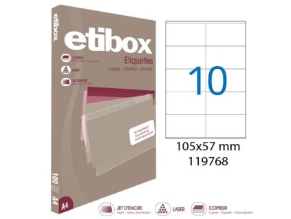 Etikety univerzálne 105x57mm Etibox A4 100 hárkov