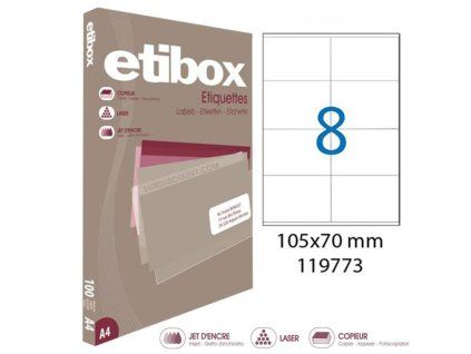 Etikety univerzálne 105x70mm Etibox A4 100 hárkov