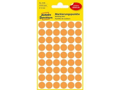 Etikety kruhové 12mm Avery neónovo oranžové
