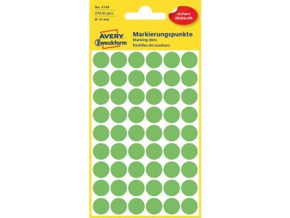 Etikety kruhové 12mm Avery neónovo zelené