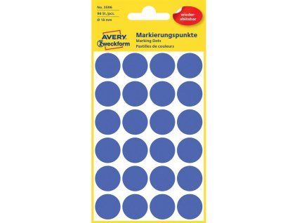 Etikety kruhové 18mm Avery odnímateľné modré