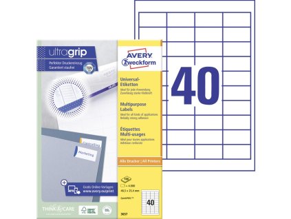 Etikety univerzálne 48,5x25,4mm Avery A4 100 hárkov