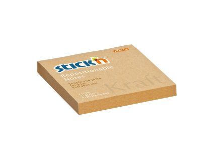 Samolepiaci bloček Stick’n Hopax Kraft, 76x76 mm, prírodná hnedá