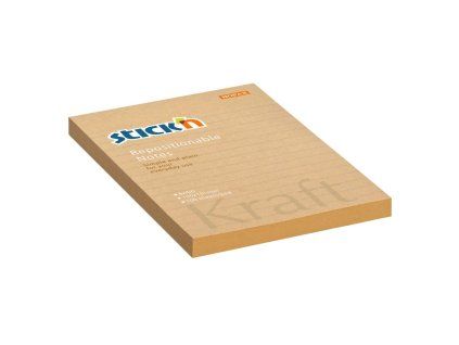 Samolepiaci bloček Stick’n Hopax Kraft, 150x101 mm, prírodná hnedá, linajkový