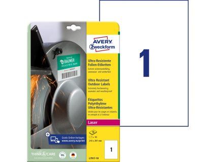 Etikety Avery 210x297 mm, ultra odolné biele